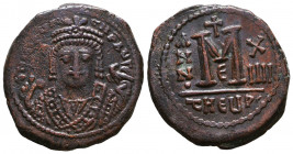 Mauricius Tiberius (582-602 AD). AE Follis, Theoupolis (Antiochia), 597-598 AD.

Weight: 11,6 gr
Diameter: 28,8 mm