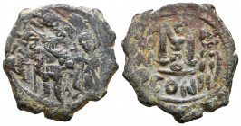 Constans II, with Constantine IV. 641-668. Æ follis. Constantinople.

Weight: 7,6 gr
Diameter: 29,4 mm