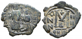 Heraclius/Heraclius Constantine - C/M Follis. 610-641 AD. Constantinople mint.

Weight: 8,5 gr
Diameter: 28,4 mm