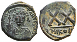 TIBERIUS II CONSTANTINE. 578-582 AD. Æ Follis. Nicomedia

Weight: 5,7 gr
Diameter: 23 mm