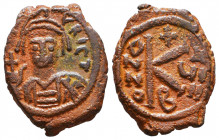 Maurice Tiberius AD 582-602. Struck circa AD 583-585. AE half follis.

Weight: 5,3 gr
Diameter: 22 mm