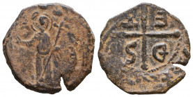 CRUSADERS, Antioch. Tancred. Regent, 1101-1112. Æ Follis. Third type.

Weight: 4,1 gr
Diameter: 22,1 mm