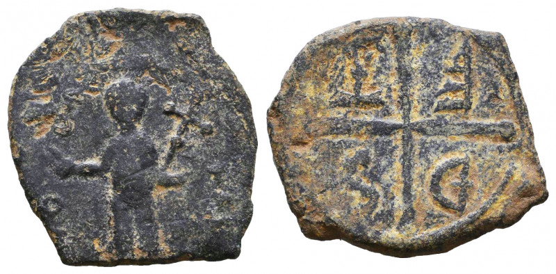 CRUSADERS.Tancred. Regent, 1101-1112. Æ Follis. Third type.

Weight: 2,5 gr
D...