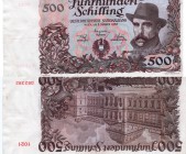 Austria, 500 Shillings, 1953, AUNC, p134, serial number: 1021-062392, Wagner Jauregg portrait, RARE