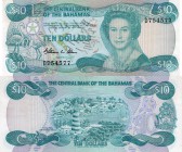 Bahamas, 10 Dollars, 1984, XF, QE II, p46a, serial number: D754577, sign: William Clifford Allen