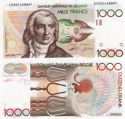 Belgium, 1000 Francs, 1980, UNC, p144a, serial number: 53307438891, Andre Ernest...