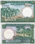 Belgian Congo, 10 Francs, 1941, UNC, p14, serial number: C670492, VERY RARE
