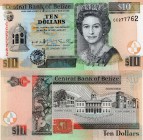 Belize, 10 Dollars, 2001, UNC, QE II, p62b, serial number: CC277762