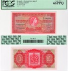 Bermuda, 10 Shillings, 1957, UNC, PCGS 66, p19b, serial number: T/1 784686