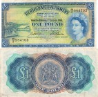 Bermuda, 1 Pound, 1966, VF-XF, QE II, p20d, serial number: R/2 984705