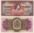 Bermuda, 5 Shillings, 1952, XF-AUNC, QE II, p18a, serial number: G/1 611636