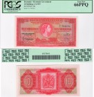 Bermuda, 10 Shillings, 1957, UNC, QE II, PCGS 66, p19b, serial number: T/1 784684