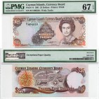 Cayman Islands, 25 Dollars, 1991, QE II, PMG 67, p14, serial number: B/1 000230, HIGH CONDİTİON and LOW SERİAL NUMBER