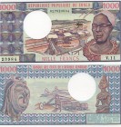 Congo Republic, 1000 Francs, 1983, UNC, p3e, serial number. V.11-23984
