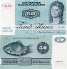 Denmark, 50 Kroner, 1972 (1996), XF-AUNC, p50f, serial number: D4971A