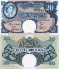 East African, 20 Shillings, 1962, UNC, QE II, p43b, serial number: K28 62811, RARE