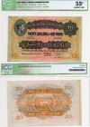 East African, 20 Shillings, 1943, AUNC, ICG 55, p30s, serial number: L/9 00000, King George portrait, SPECİMEN (Cancelled)