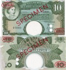 East African, 10 Shillings, 1958, UNC, QE II, p38, serial number: A 00000, SPECİMEN, RARE
