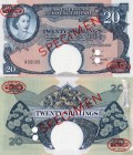 East African, 20 Shillings, 1958, UNC, QE II, p39, serial number: A 00000, SPECİMEN, RARE