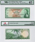 East Caribbean, 5 Dollars, 1965, UNC, QE II, PMG 67, p14i, serial number: D13 394936, HIGH CONDİTİON