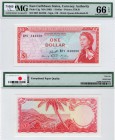 East Caribbean, 1 Dollar, 1965, UNC, QE II, PMG 66, p13g, serial number: B87 342250