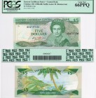Eastern Caribbean, 5 Dollars, 1986, UNC, PCGS 66, QE II, p18m, serial number: A047370M, Montserrat Island