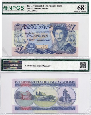 Falkland Islands, 1 Pound, 1984, UNC, QE II, NPGS 68, p13, serial number:A035312...