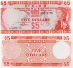 Fiji, 5 Dollars, 1974, XF, QE II, p73c, Serial Number: A/5 628775