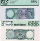 Fiji, 5 Shillings, 1965, UNC, QE II, PCGS 67, p51e, serial number: c/15 30224, RARE AND HIGH CONDİTİON