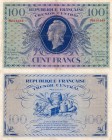 France, Tresor Central, 100 Francs, 1943, XF, p105, serial number: PG 616.149 (portrait Marianne)