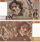 France, 100 Francs, 1991, UNC, p154f, serial number: G.185-293103, Eugene Delacroix portrait
