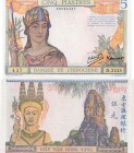 French Indo China, 5 Piastres, 1946, AUNC-UNC, p55c, serial number: D.2425-437, (Lao Text Type)