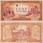 French Indo China, 100 Piastres, 1942, VF, p66, (B) letter, serial number: Z273539-Z027539