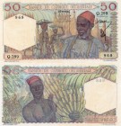 French West Africa (Afrique Occidentale Française), 50 Francs, 1944, UNC, p39, serial number: Q.299-968, RARE