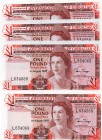 Gibraltar, 1 Pound (3), 1988, UNC, QE II, p20e, serial number: L634064 / L634069 / L634899