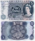 Great Britain, 5 Pounds, 1963, AUNC, QE II, p375a, Serial Number: A28 800210