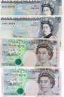 Great Britain, 5 Pounds (3), (5 Pounds, 1973, UNC, QE II, p378b, serial number: BR26 366236, sign: Page), (5 Pounds, 1980, UNC, QE II, p378c, serial n...