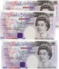 Great Britain, 20 Pounds (2), 1991, UNC, QE II, p384a, serial number: H02 733111 /H02 733112, sign: Gill, Consecutive pair banknotes