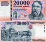 Hungary, 20.000 Forint, 1999, UNC, p184, serial number: GC 6212243, Ferenc Deak portrait, RARE DATE