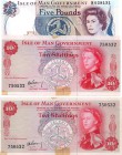 Isle Of Man, 10 Shillings and 5 Pounds, (10 Shillings, 1961, XF, QE II, p24a, Serial number: 750532), (5 Pounds, 1983, UNC, QE II, p43b, Serial number...