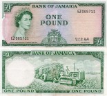 Jamaica, 1 Pound, 1964, AUNC, QE II, p51Cd, serial number: EZ 065711 (Last Prefix)