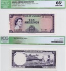 Jamaica, 10 Shillings, 1964, UNC, QE II, ICG 66, p51Bc, serial number: GX 902304