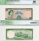 Jamaica, 1 Pound, 1964, UNC, QE II, ICG 66, p51Ce, serial number: FC 864309