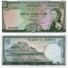 Jersey, 1 Pound, 1963, UNC, QE II, p8a, Serial Number: C891433)