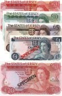 Jersey, 1976 Specimen Set, 1-5-10-20 Pounds, UNC, QE II, p11s- p12s- p13s- p14s (Same serial number: *000623)