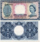 Malaya And British Borneo, 1 Dollar, 1953, AUNC, QE II, p1, Serial number: A/79 283491