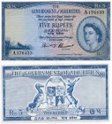 Mauritius, 5 Rupees, 1954, UNC, QE II, p27a, Serial number: A 176433