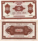 Morocco, 1000 Francs, 1943, XF, p28, serial number: Q.170-557, RARE