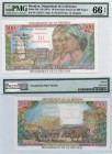 Reunion, 10 Nouveaux Francs ON 500 Francs, 1971, UNC, PMG 66, p54b, serial number: W.1-58317, RARE