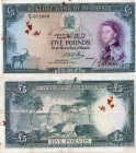 Rhodesia, 5 Pounds, 1964, FINE-VF,QE II, p26b, serial number: F/2 072068